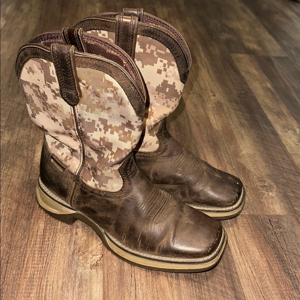 Durango Boy's Western Brown‎ Desert Camo Pull On Cowboy Boots Size 5 youth